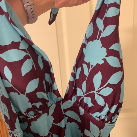 Nwt Kate spade floral halter plunging neckline one piece swimsuit Large - Picture 12 of 15